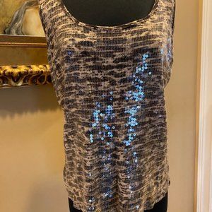 MICHAEL KORS SEQUINED ANIMA PRINT TANK  Sz 2X